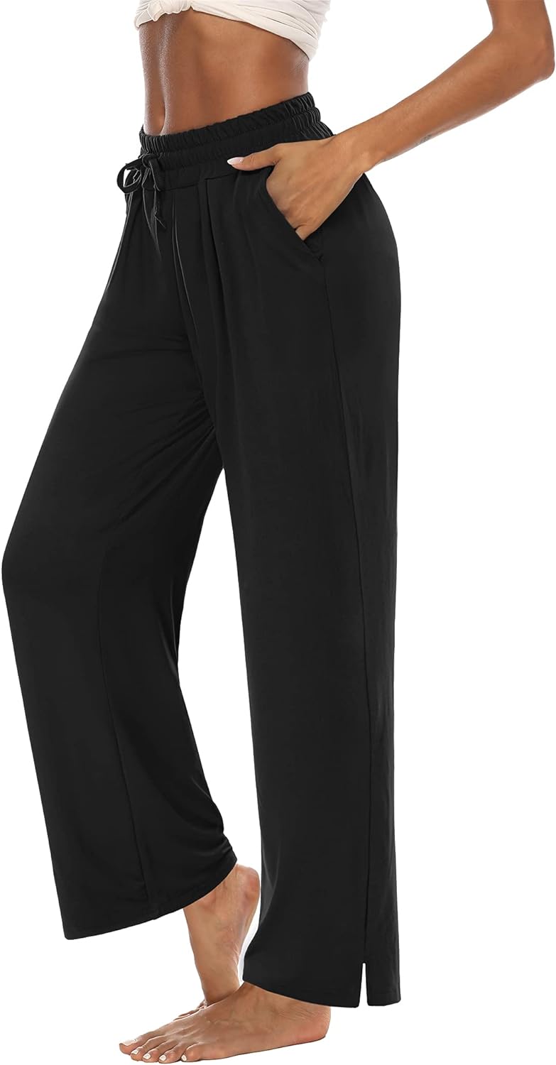 DIBAOLONG Womens Yoga Pants Wide Leg Loose Drawstring Comfy Lounge Workout Sweatpants with Pockets 