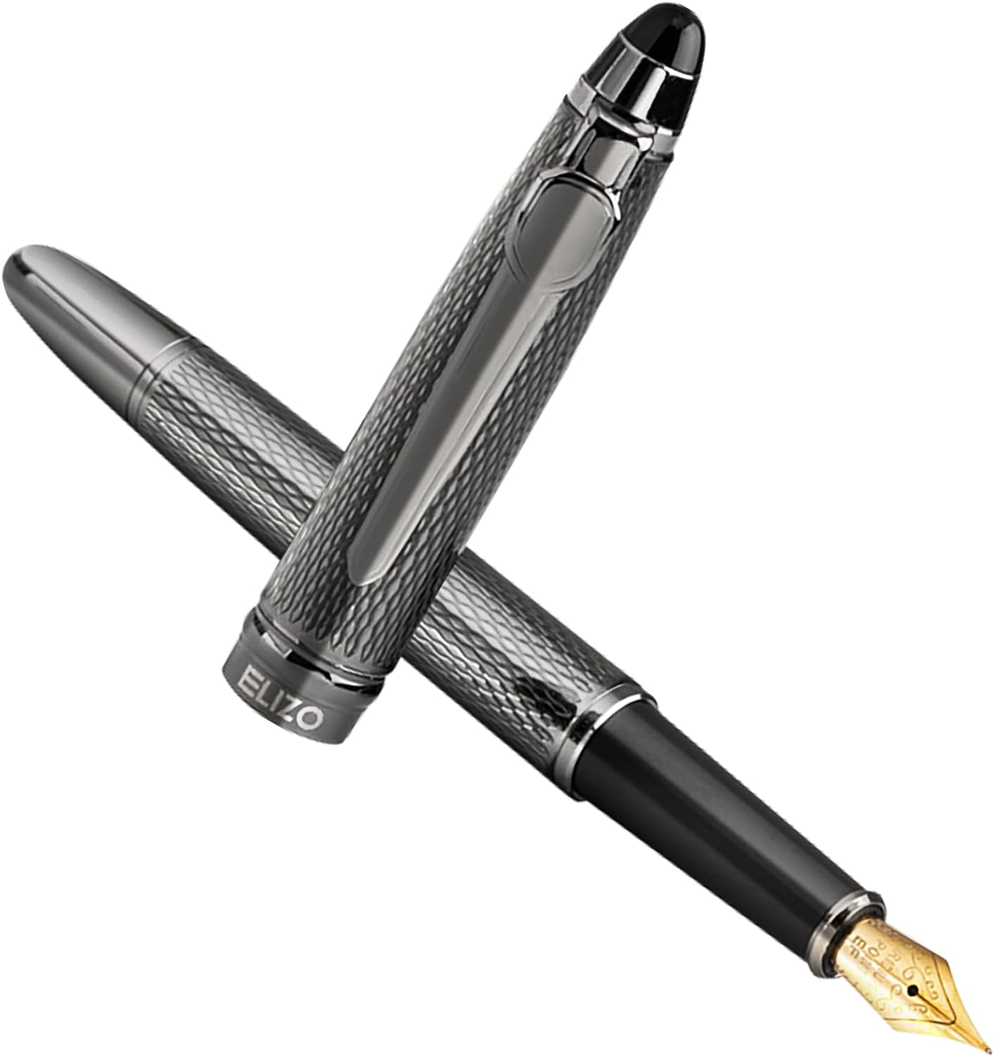 Executive Office Schmidt 18K Gilded Nib Nice Pens Professional Best Pen Gift Set for Men & Women Silver Chrome Fountain Pen Scriveiner Stunning Luxury Pen with 24K Gold Finish Broad
