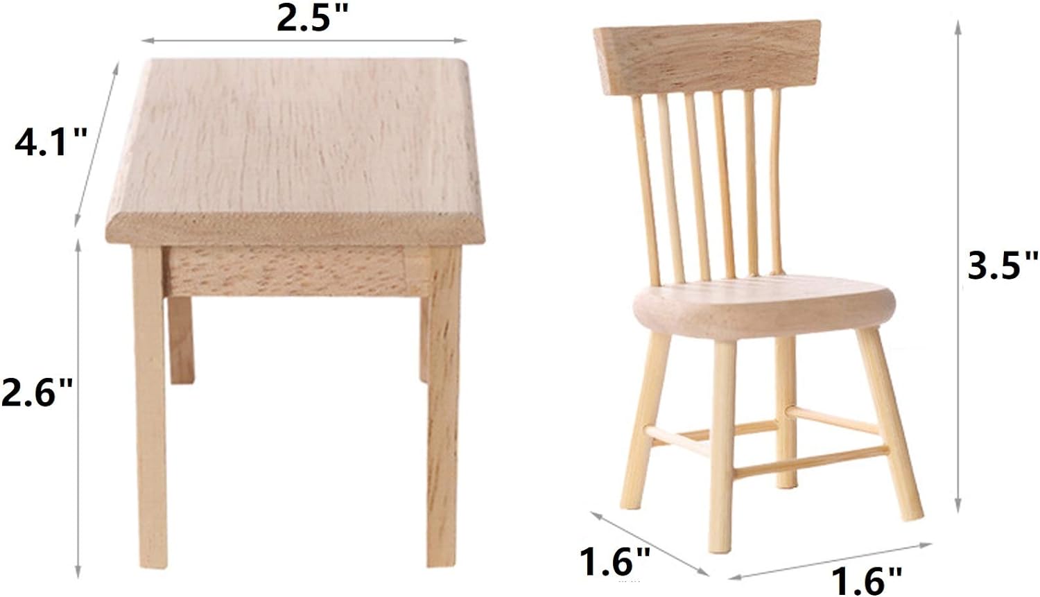 Z MAYABBO Wooden Dollhouse Furniture of Table & Chair Miniature Dollhouse Accessories of Dining Room Accessory 1/12 Scale