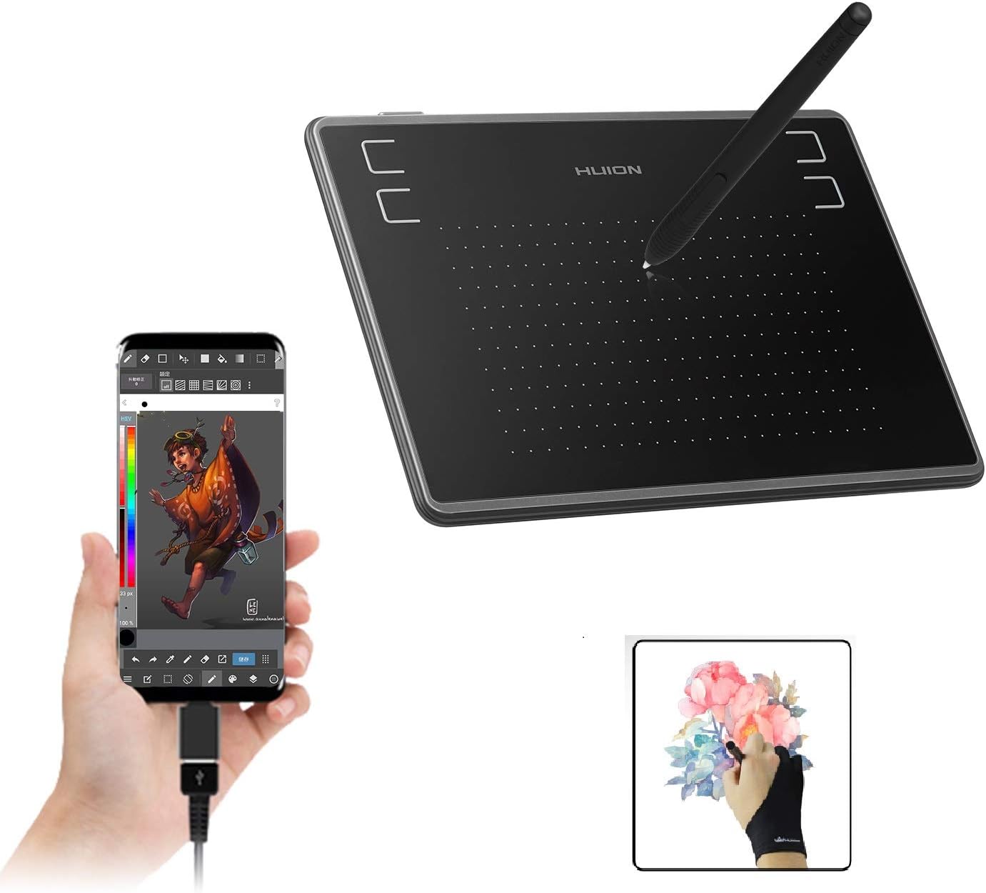 Huion Inspiroy H430P OSU Graphic Drawing Tablet Battery-free 4096 Stylus US Ship 