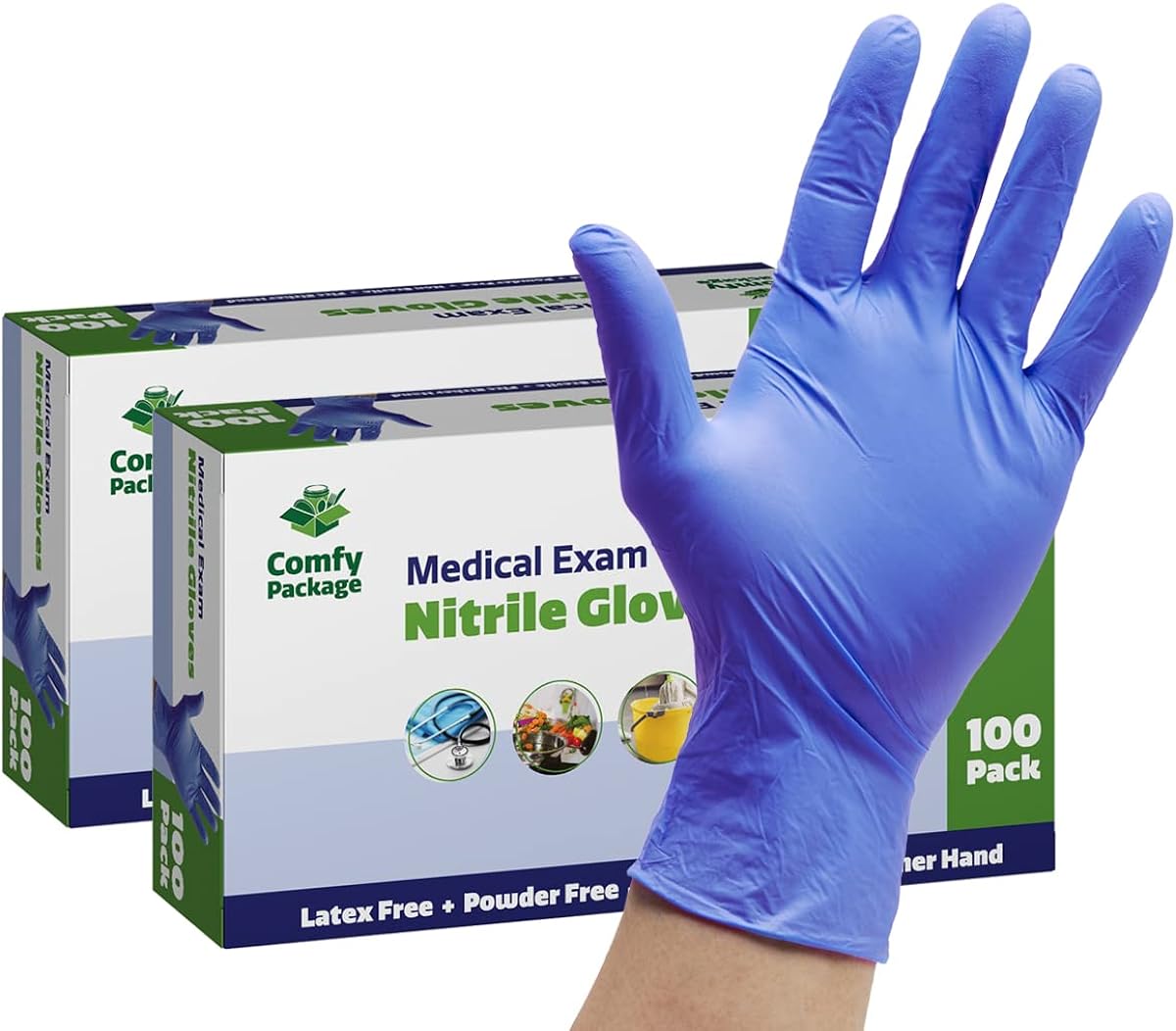 Gloves hand 10-20 50-100Pcs PACK NITRILE BLUE VINYL POWDER FREE & LATEX FREE 