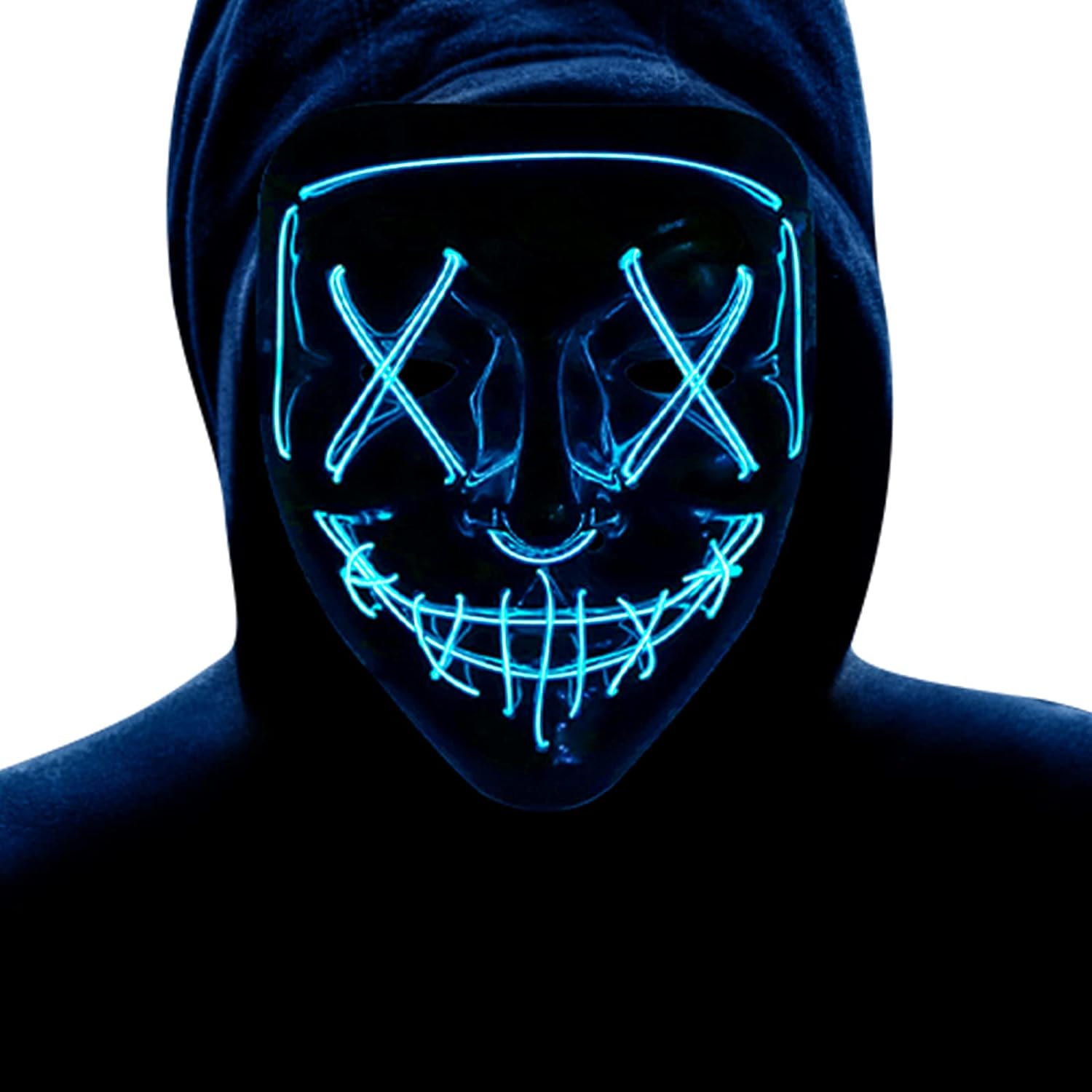 Halloween LED Light Up Mask Adjustable Glowing Mask for Halloween Festival Party Carnival Masquerade Cosplay and Costume Glow Neon Mask for Men Women Kids Red 