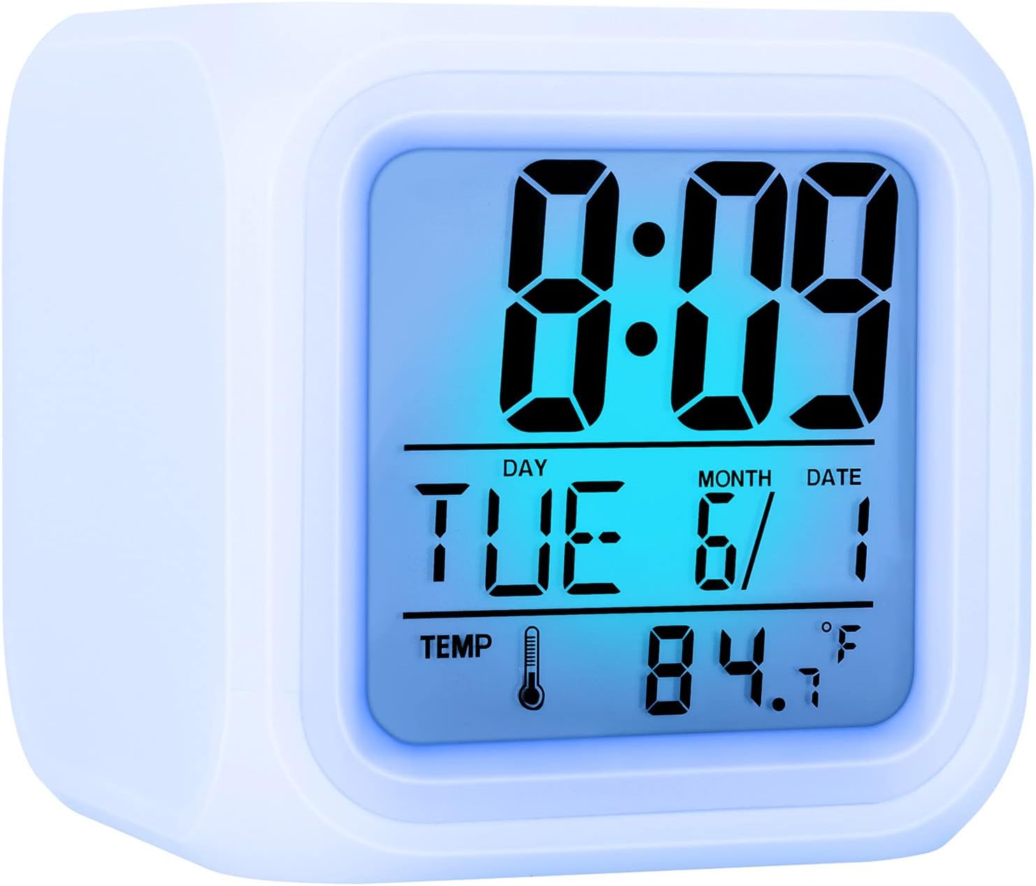 Wake Up Digital Clock for Kids OUTWIT Kids Alarm Clock【Updated Version】 7 Colors Changing Light Bedside Clock for Boys Girls Bedroom Touch Control and Snoozing with Indoor Temperature Calendar