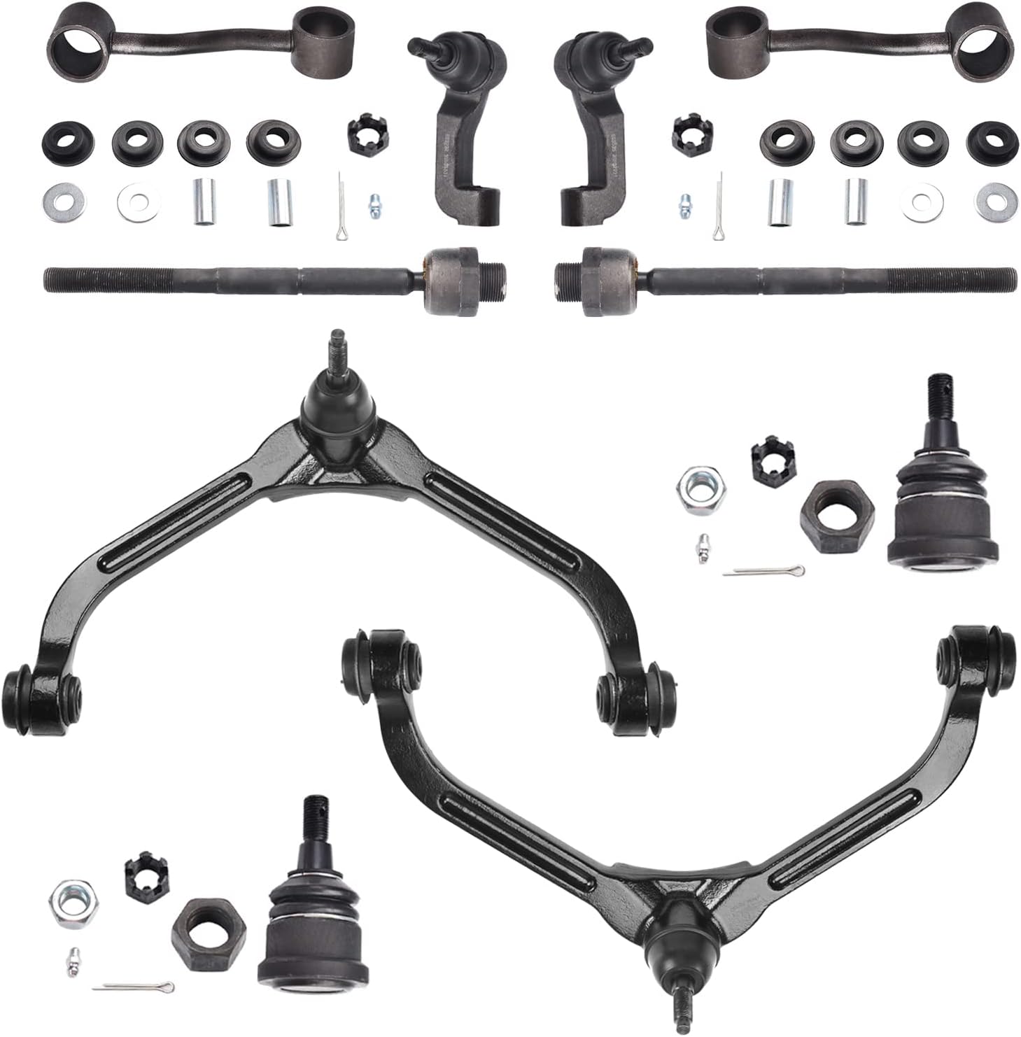 New 14pc Front Lower Control Arm w/ Ball Joint Inner & Outer Tie Rod Kit