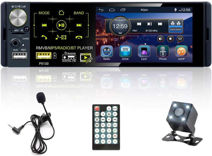 4.1'' Car Stereo MP5 MP3 Player Single 1DIN FM Radio Bluetooth USB/AUX w/ Camera 