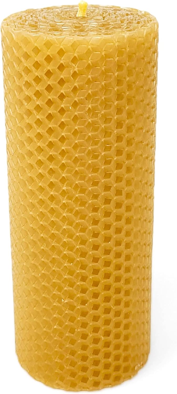 100% Pure Beeswax pillar Candle handmade cotton wick Natural 3'' 4'' 6'' 