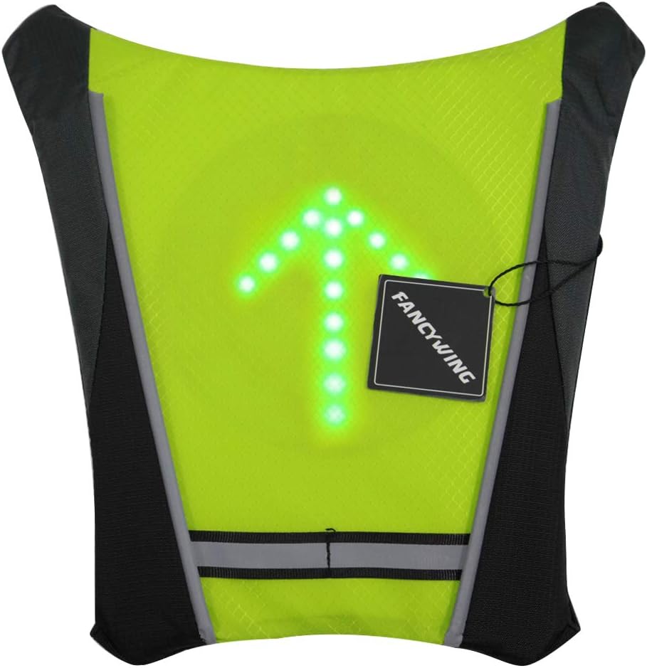 Cycling Reflective Vest Backpack with LED Turn Signal Light Remote Control Bicycle Reflective Vest Cycling Direction Indicator for Cycling Running Walking