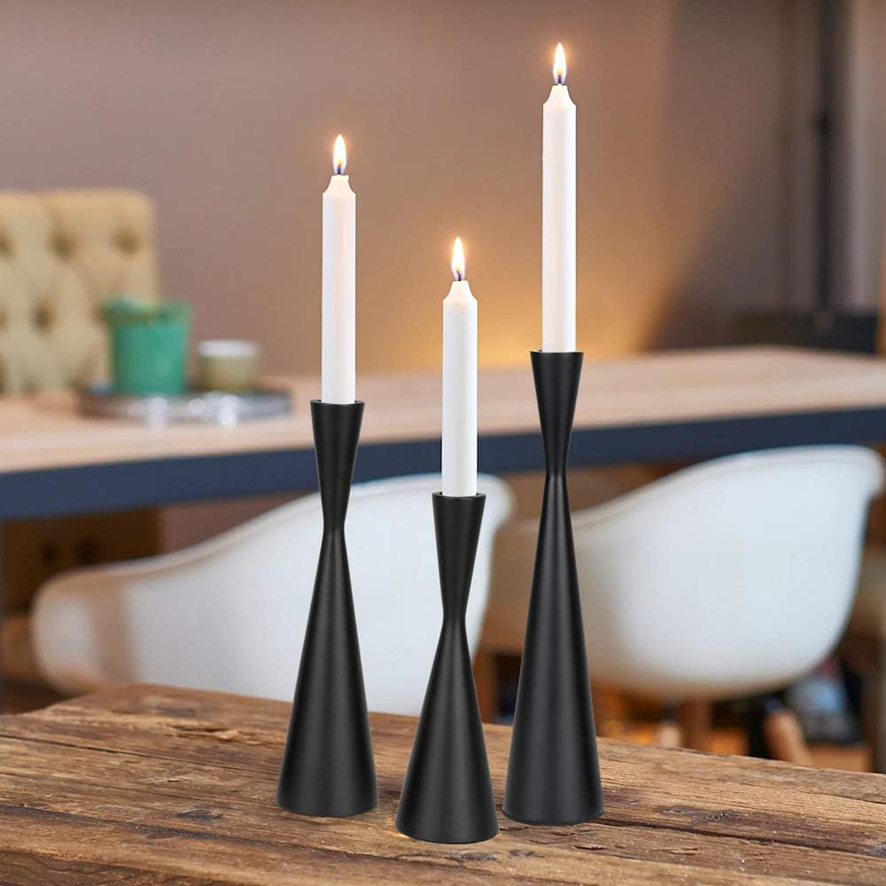 Dinning Party,Home Decor S+M, Black Vixdonos Metal Taper Candle Candlestick Holders Table Decorative Candle Stand for Wedding