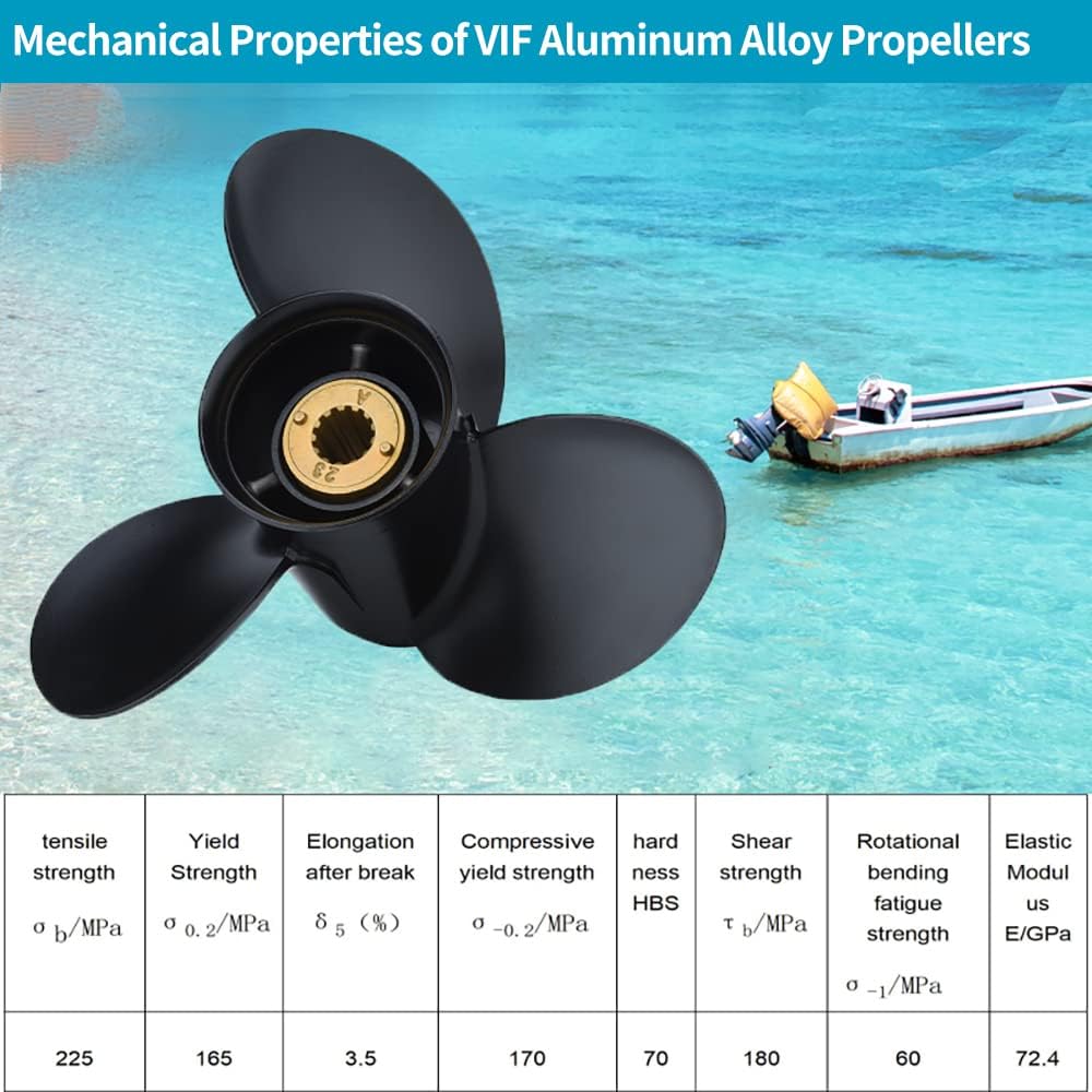 YOUNG MARINE OEM Grade Aluminum Outboard Propeller for Mercury Engines 30/35/40/45/50/55/60/70HP 13 Spline Tooth