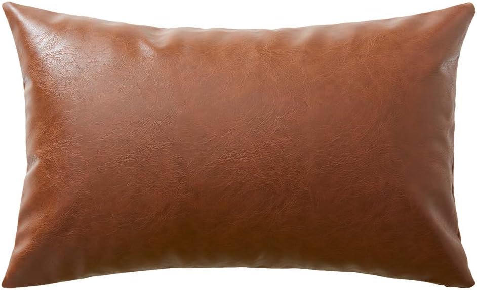 Boho Thick Faux Leather Decorative Throw Pillow Covers Modern Farmhouse Accent 