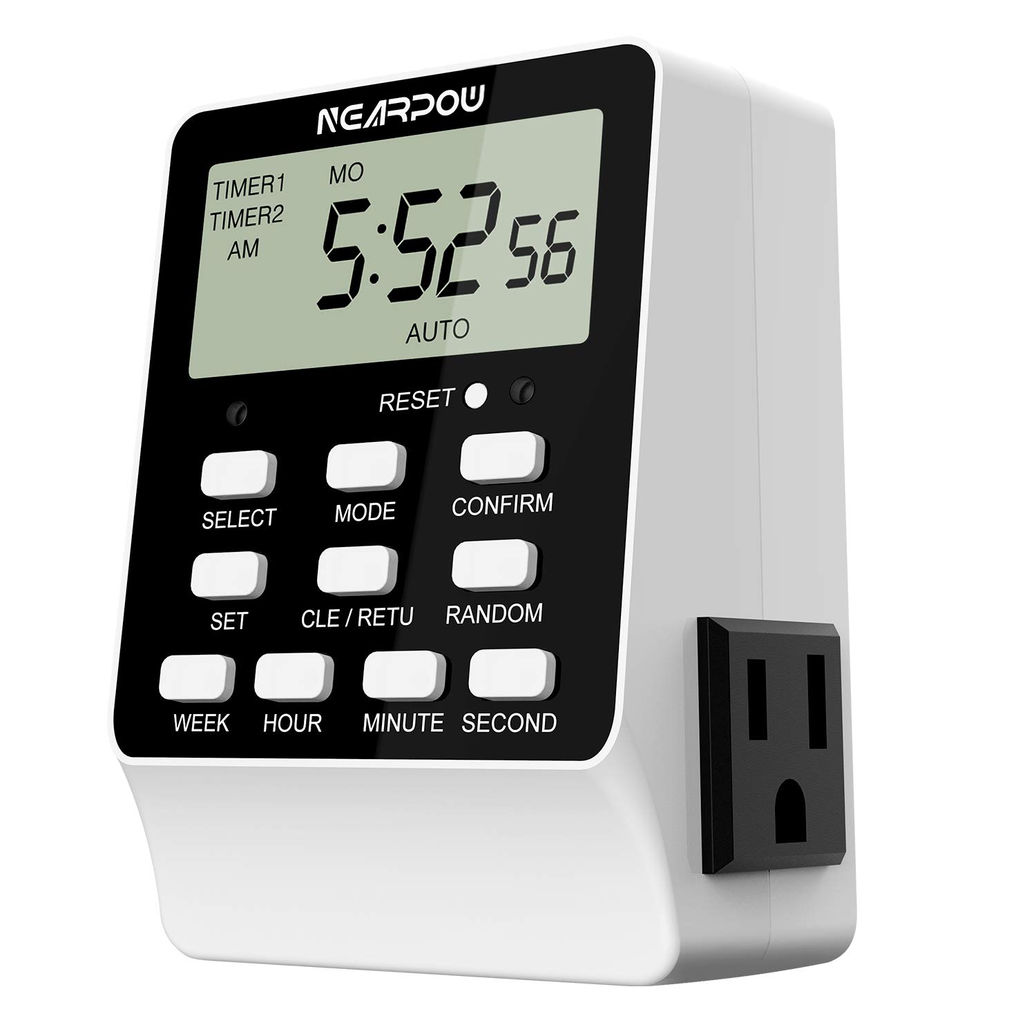 Timer Switch Socket Electronic Digital US Plug-in Programmable 7 Day 120V 15A 
