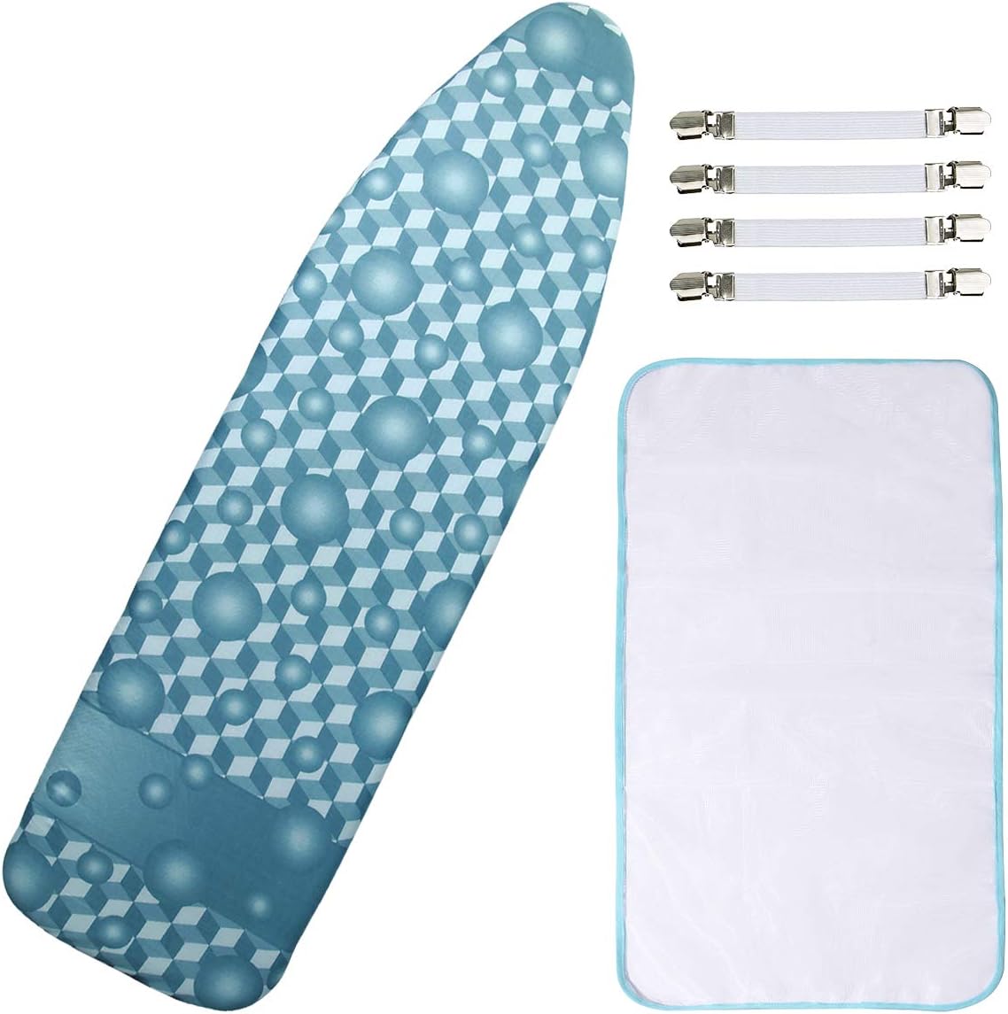 2 Click Buckles for Smooth Iron and Easy Installation Stain Resistant & Durable Scorch French Curve BNDX Ironing Board Cover with Padding 15 x 54 Standard 4 Layers Thick Padding with 2'' Elastic