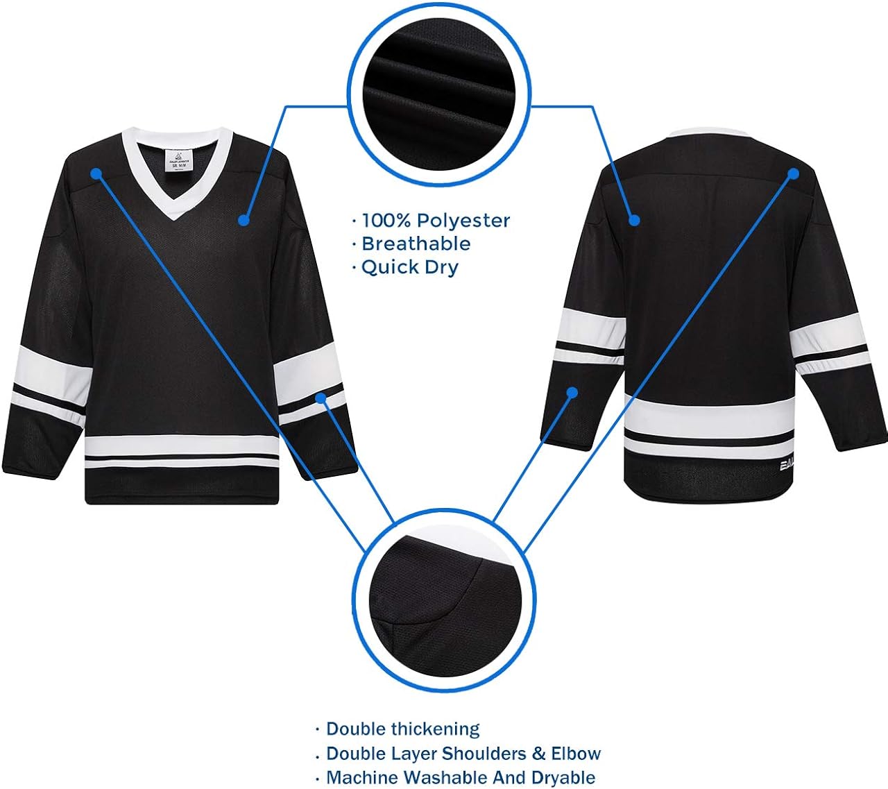 EALER H400 Series Blank Ice Hockey Practice Jersey League Jersey for Men and Boys Senior and Junior Adult and Youth