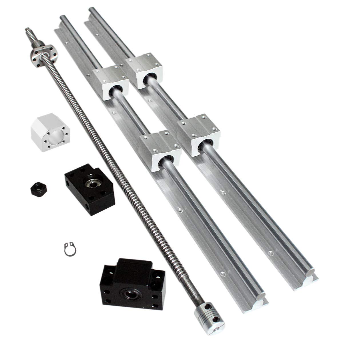 Linear Rail 2PCS SBR12-400MM Linear Guide 2 Linear Guide Rails and 4 Square Type Carriage Bearing Blocks,CNC Rail Kit,Linear Rails and Bearings Kit Automated Machines and Equipments