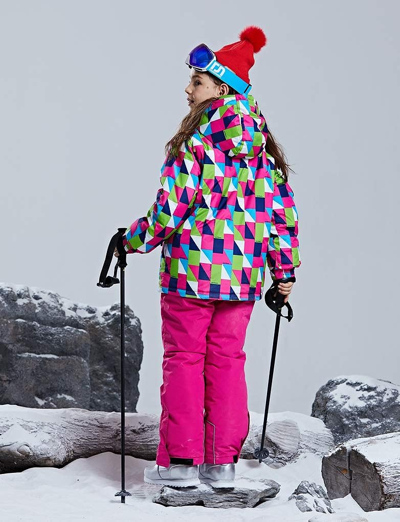 Girls Thicken Warm Snowsuit Hooded Ski Jacket Pants 2 Pcs Set Skiing Jacket with Pants 