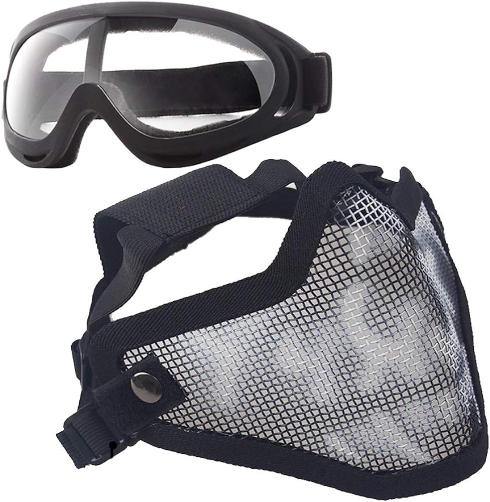 Best Airsoft Black Wire Mesh Mask and Goggles Full Face Protection Glasses UK 
