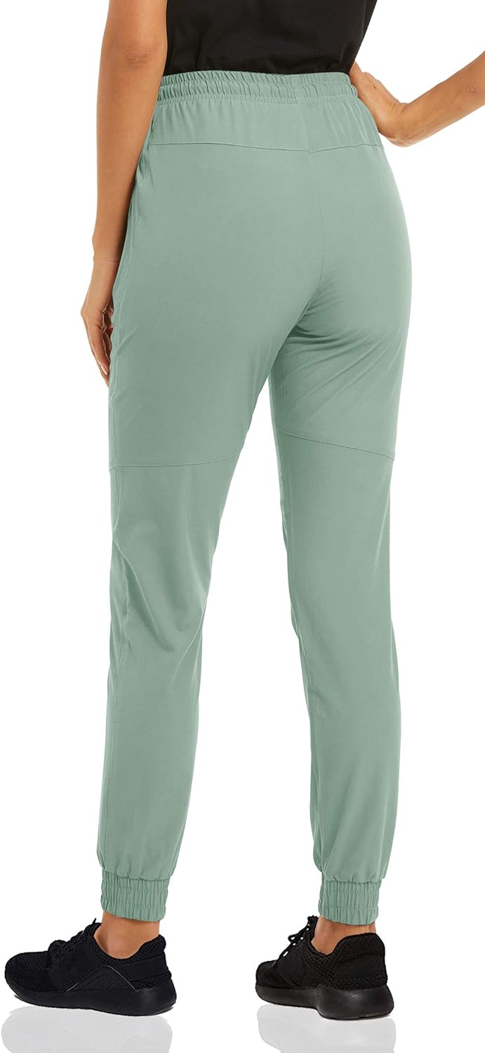 CRYSULLY Women's Pants Joggers Quick Dry Lightweight Athletic Running Hiking Pants with Zipper Pockets 