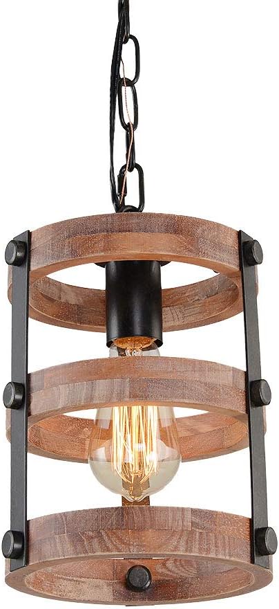Giluta Circular Wood Pendant Light, Dining Room Single Pendant Light Fixtures