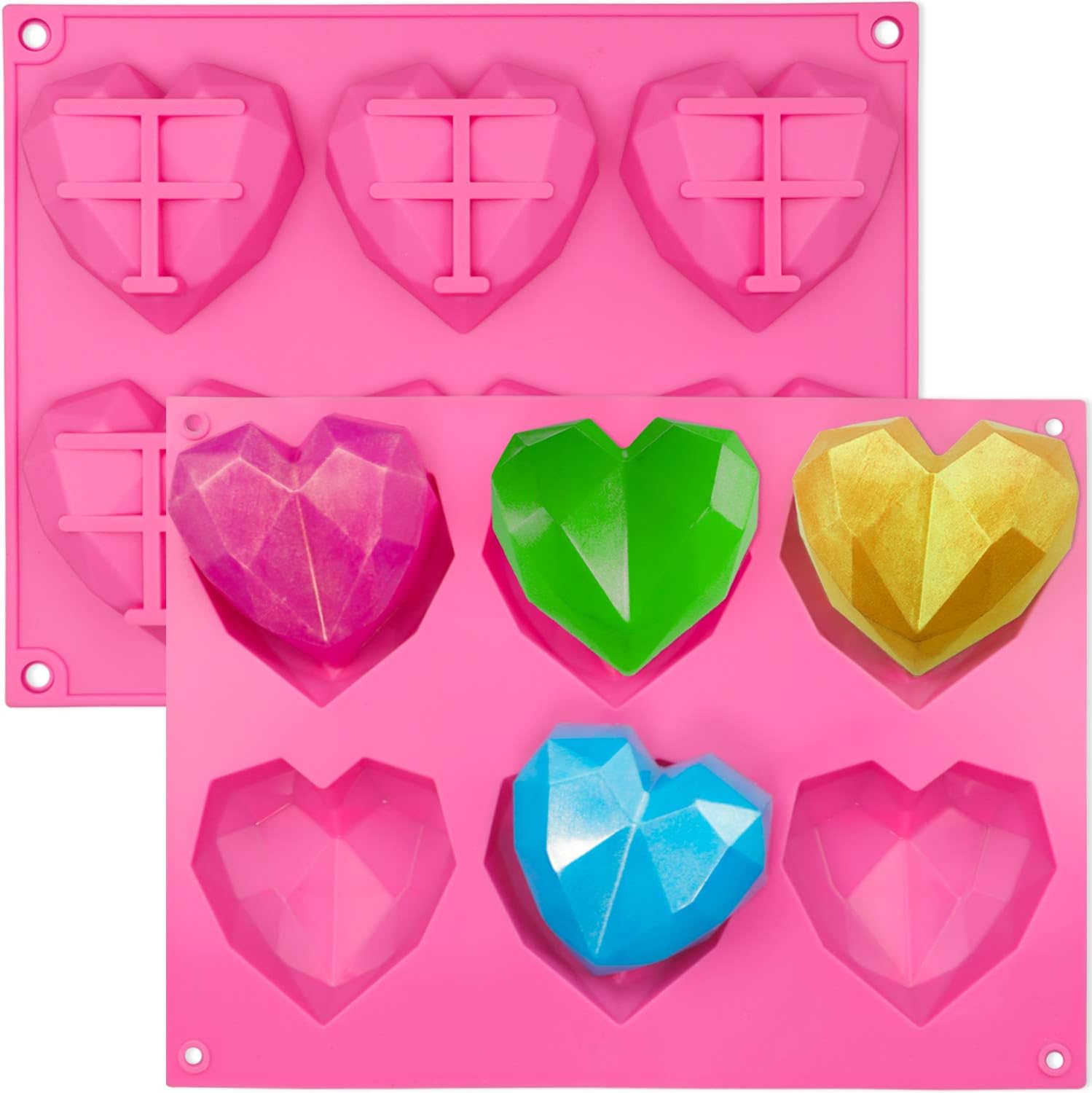 Small breakable heart chocolate silicone mold 6 cavities