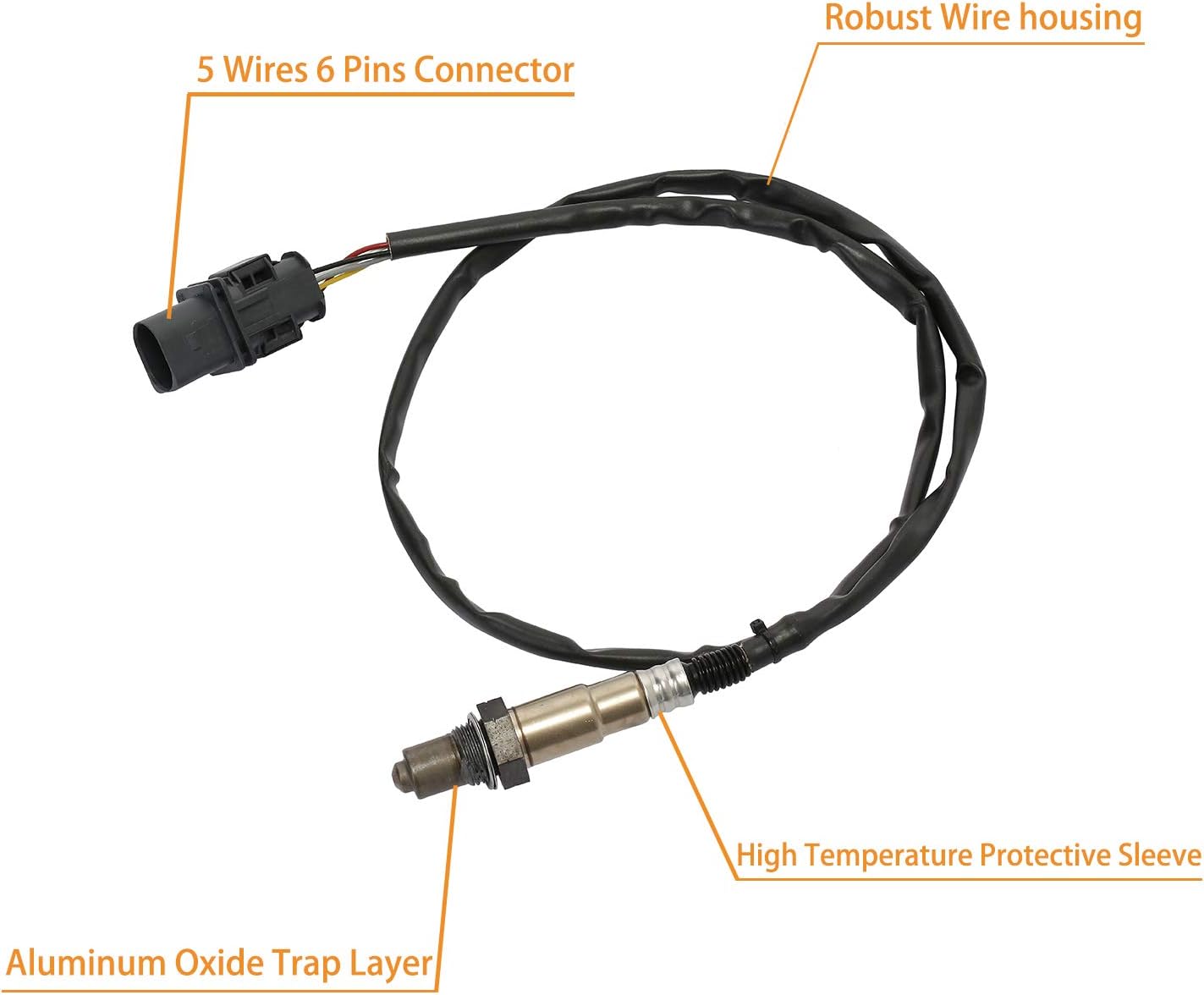 0258007206 5-Wire LSU4.2 Wideband O2 UEGO Sensor AFR Upstream Replace AEM 30-2001 4100 for 05-07 Cadillac CTS 2.8L 04-15 SRX 3.6L 4.6L 06-15 350Z Murano 3.5L Pathfinder 05-15 Infiniti FX35 M3 3.5L M45 