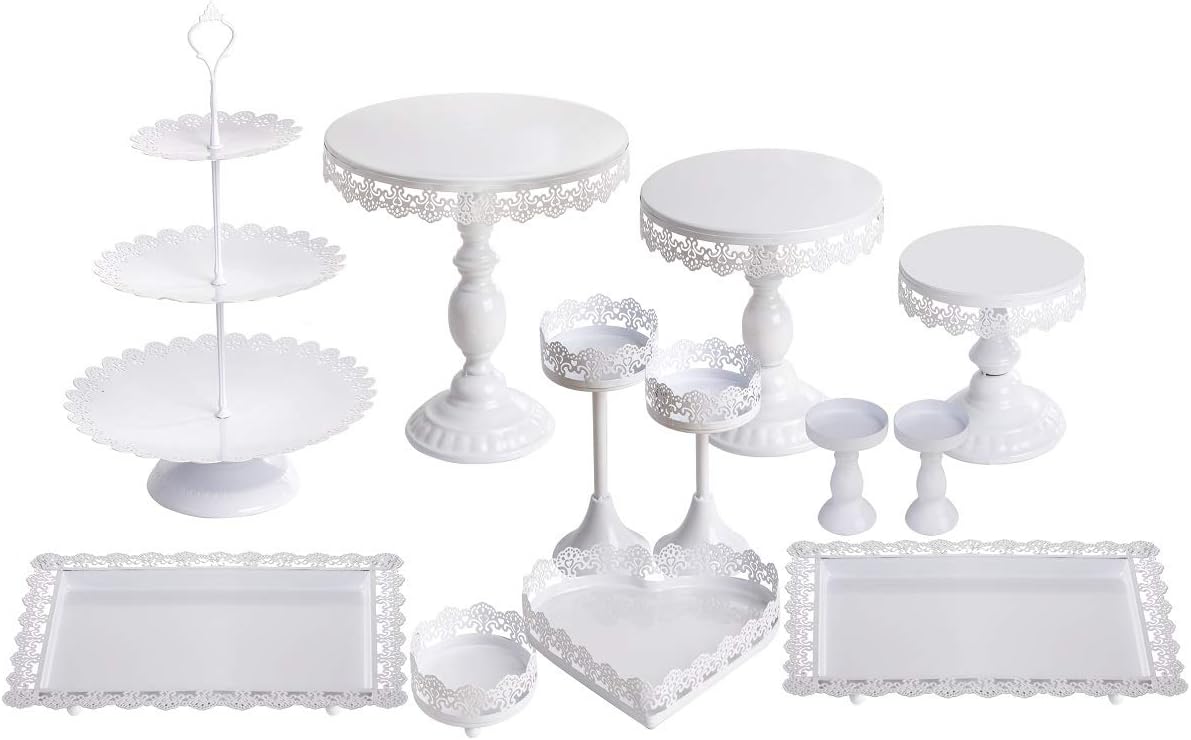 6Pcs Cake Stand Set Metal Cupcake Holder Display Plate Crystal Wedding 