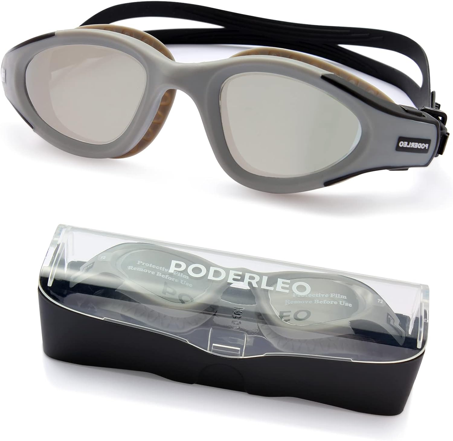 PoderLeo Swimming Goggles,Anti Fog Swim Goggles,UV Protection No Leaking Polarized Goggles for Swimming Men Women Unisex Adult