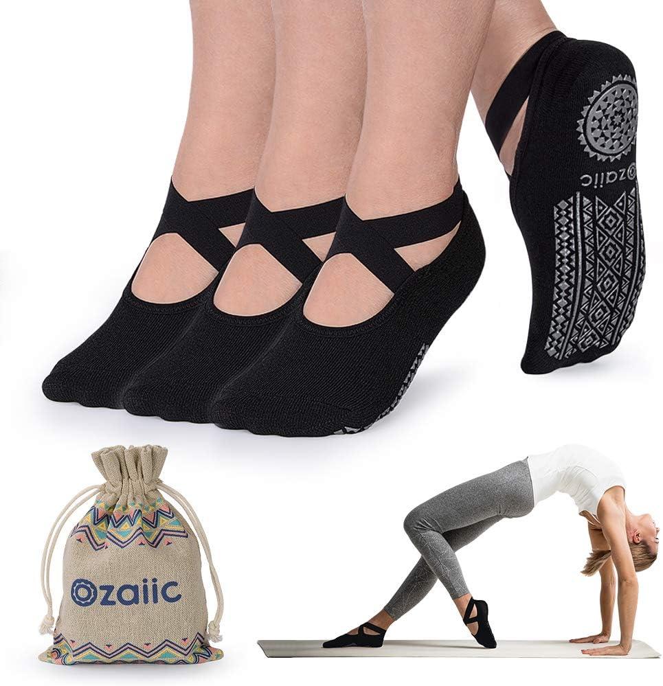 Yoga Socks for Women,Non Skid Socks with Grips for Pilates Pure Barre Ballet Dance 