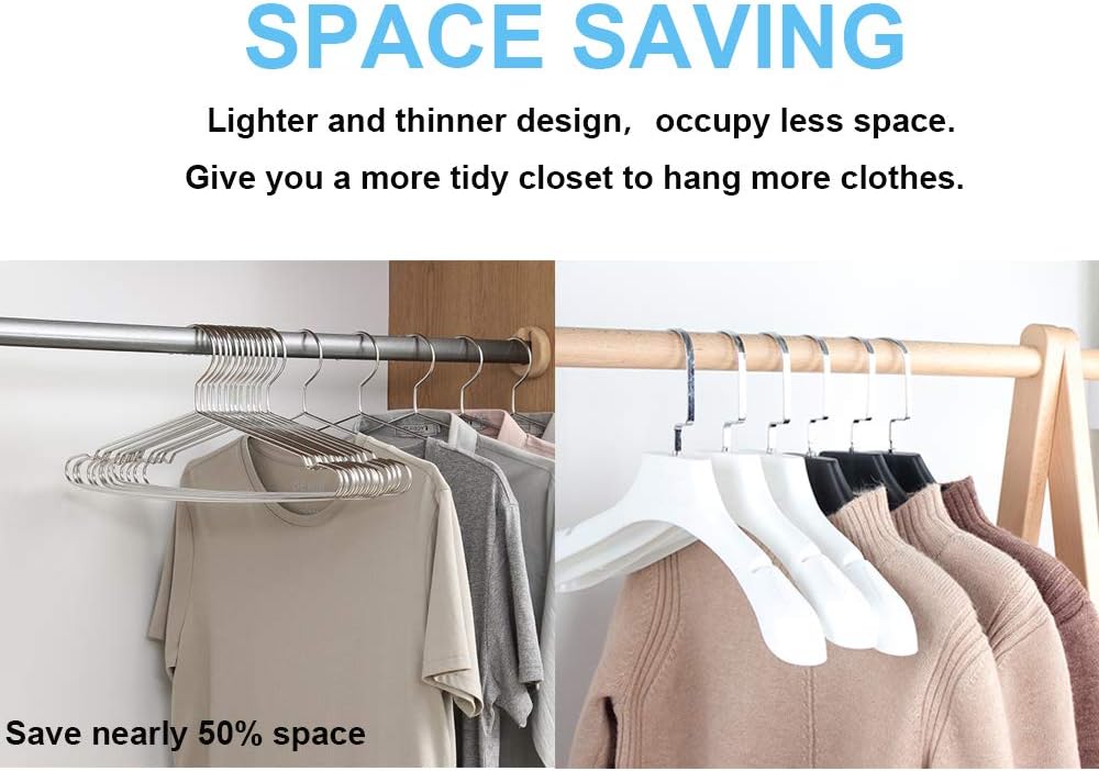 Metal Closet Hangers Black JS HANGER 10 Pack Add-On Coat Hangers with Non-Slip Foam Coating Space Saving