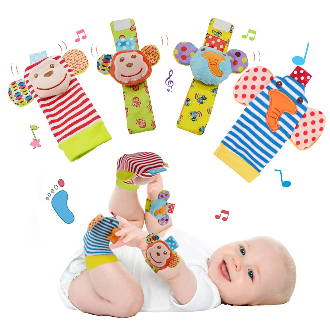 Baby Wrist Rattle and Foot Rattles Finder Socks tAnimal Rattles Baby Toy LA 