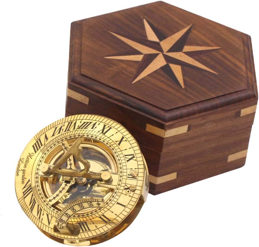 Antique Brass Nautical Poem Sundial Compass Maritime Directional Vintage Item 