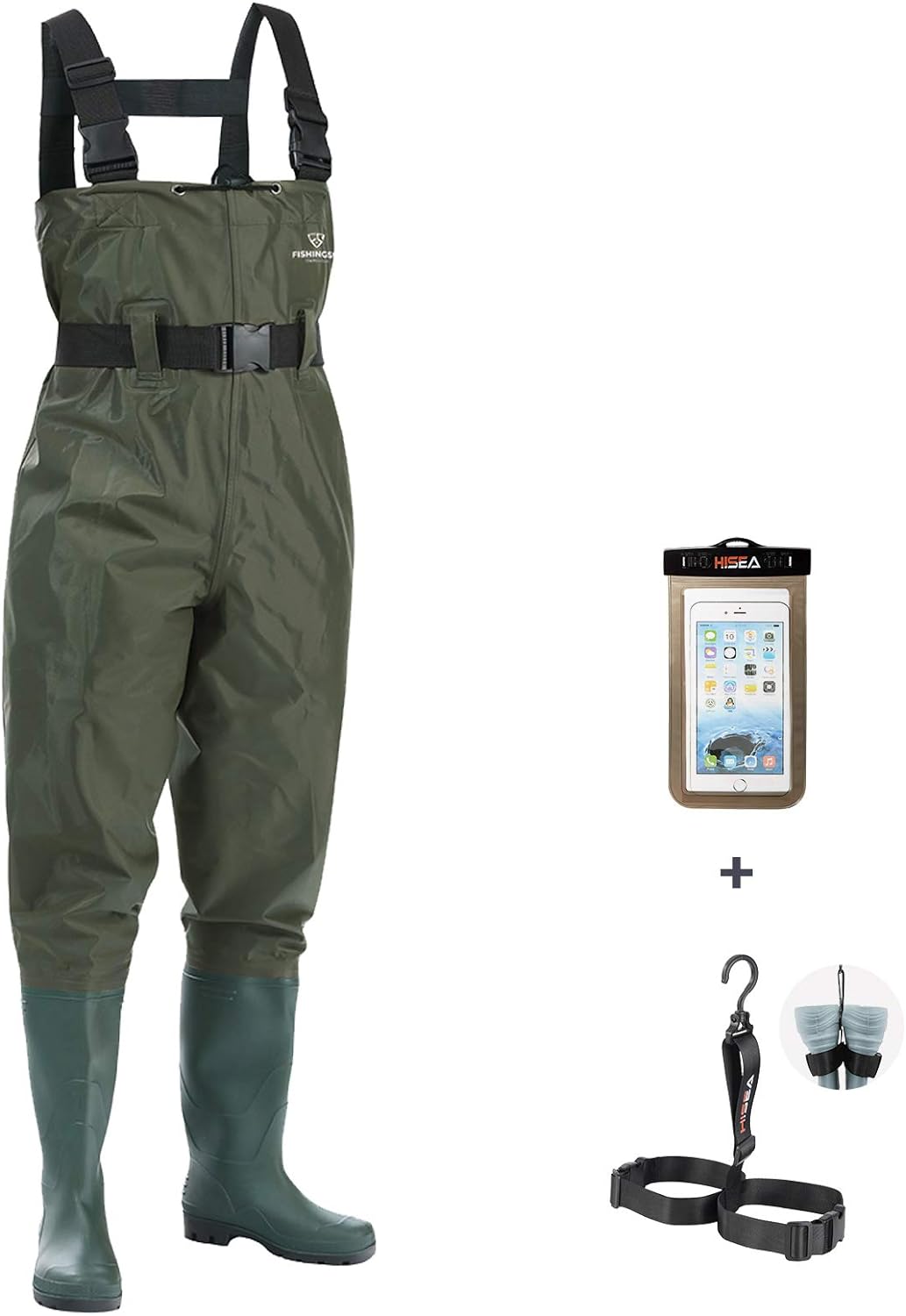 BELLE DURA Fishing Waders Waterproof Lightweight with Boots Nylon Pants PVC Boots Chest Waders for Men Women