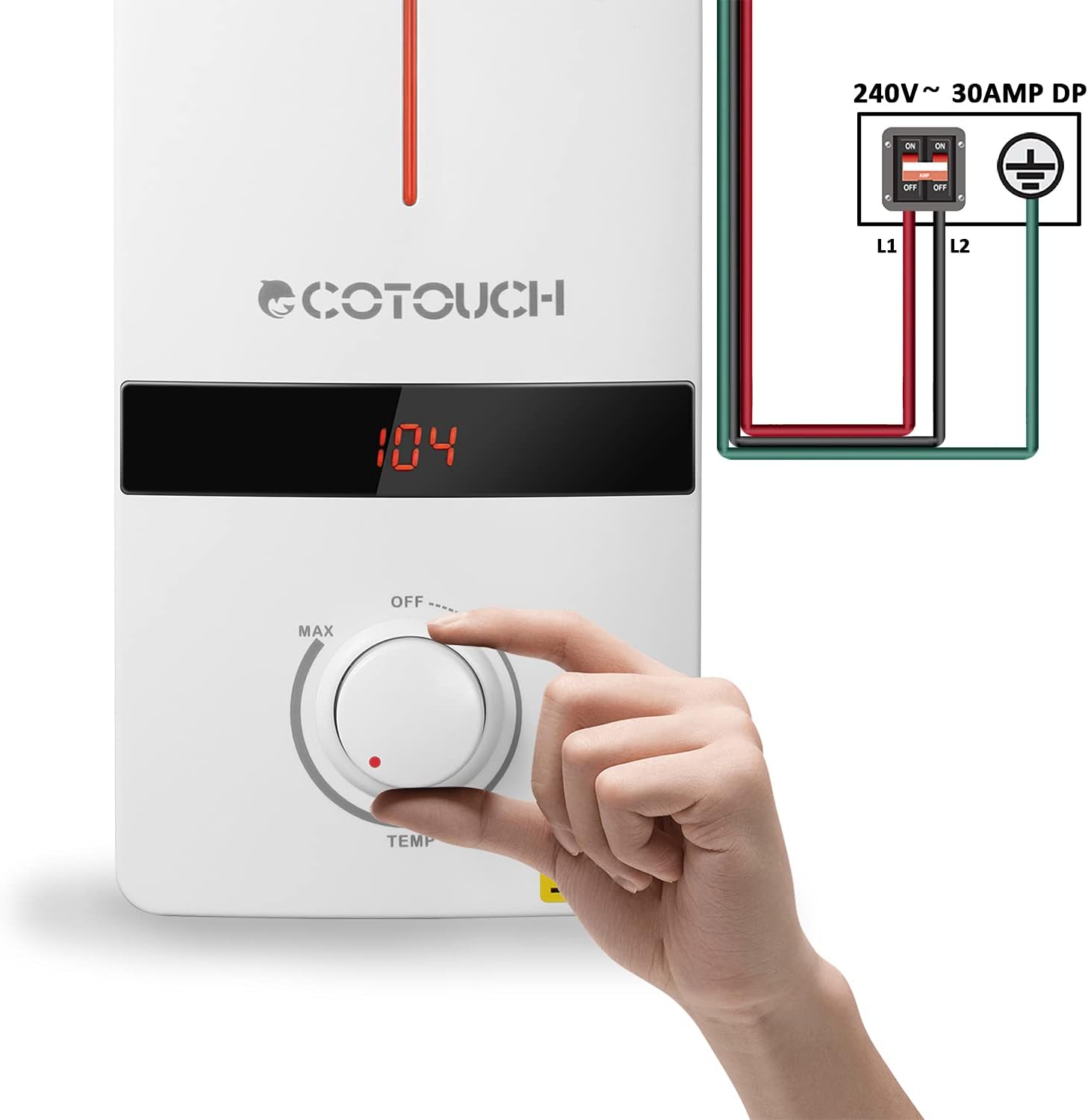 ECOTOUCH Smart Mini Water Heater Self-Modulating Instant Hot Water Heater For Sink Point of Use Water Heater White Tankless Water Heater Electric 5.5kW 240V