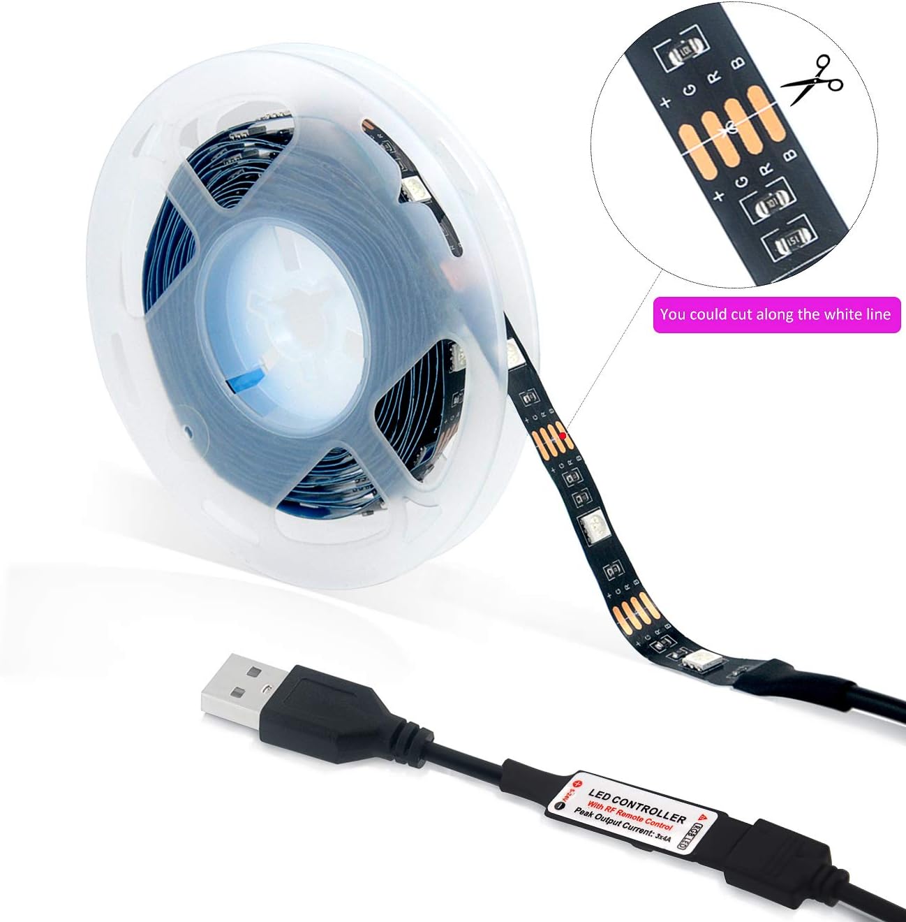 for Room Deco Monitor Bias Lighting RGB Color LED Strip Lights with Remote LED TV Backlight for 50-60 inch TV RF Remote STVONO 9.9ft TV LED Backlight