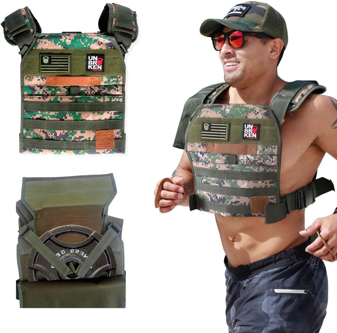 Tactical MOLLE CrossFit Run Adjustable Weighted Vest Plate Carrier Quick Release 