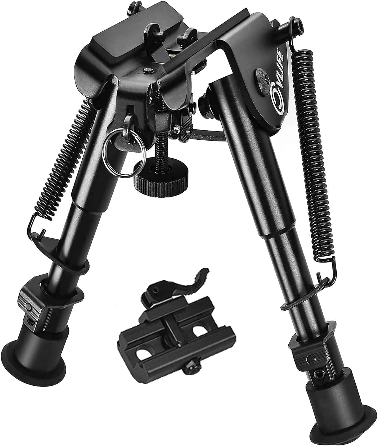 6"-9" Adjustable Rifle Gun Bipod Metal Spring Sling Swivel w/ Rail Mount Adapter 