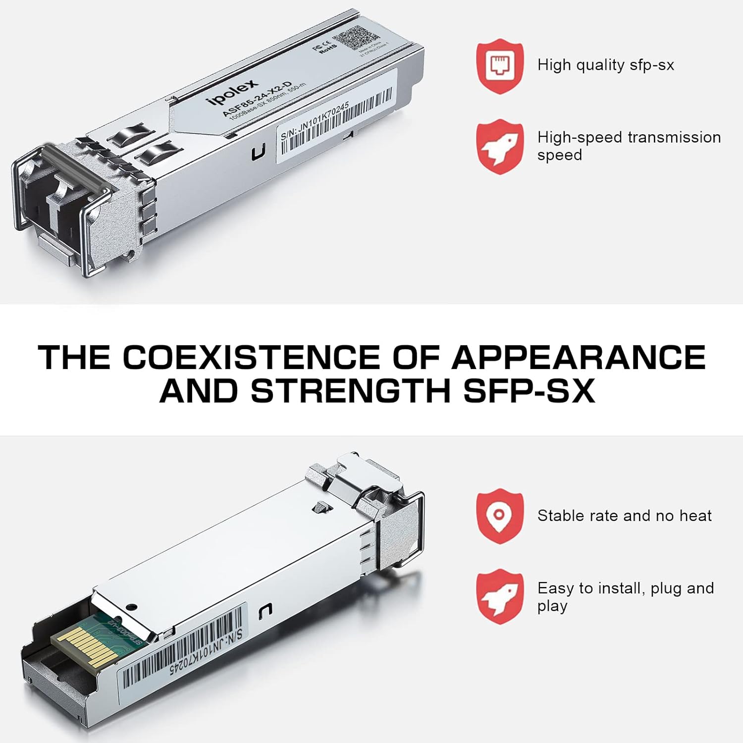 1.25G SFP Transceiver 1000Base-LX,Compatible with Netgear AGM732F and 1 Pack of 5M Fiber Patch Cable
