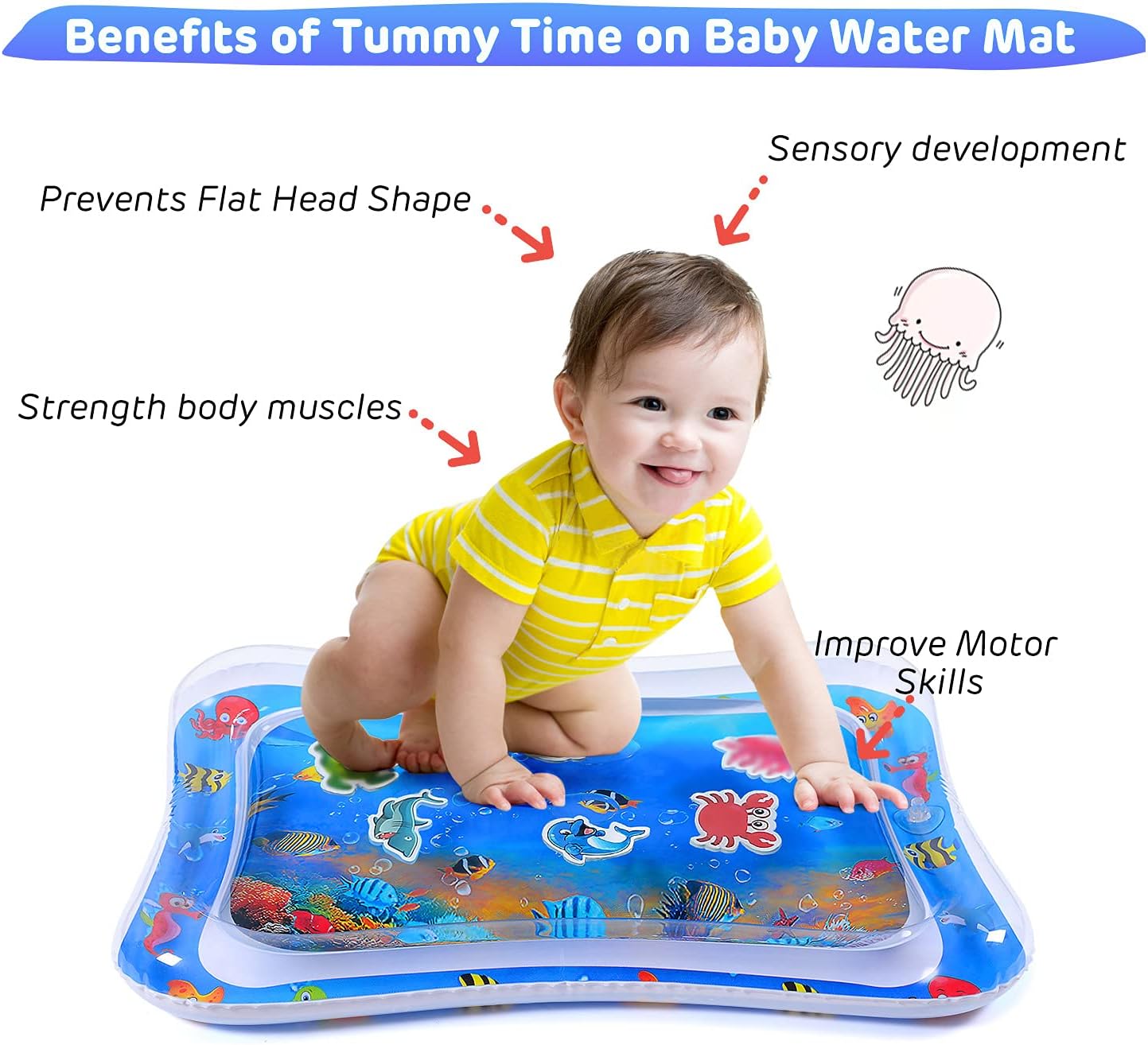 Baby Water Mat for Infants & Toddlers Early Development Activities Baby Play mat for Babys Stimulation growth Inflatable Tummy Time Water Mat for 3 6 9 Months Newborn Boy Girl