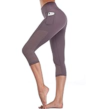 Women Workout Running Capris Leggings Pocket Tummy Control High Waist Yoga Pants