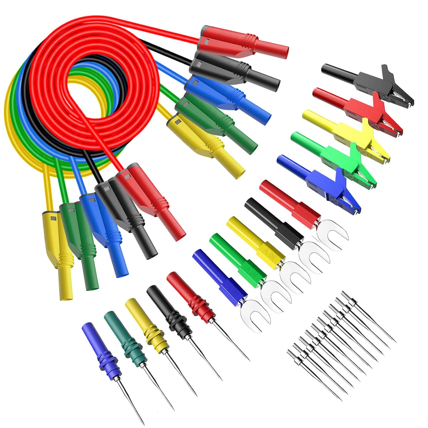 IC Test Lead Set of 5 Jumper Mini-Grabber Test Leads 12 Inch Color Coding Tool 