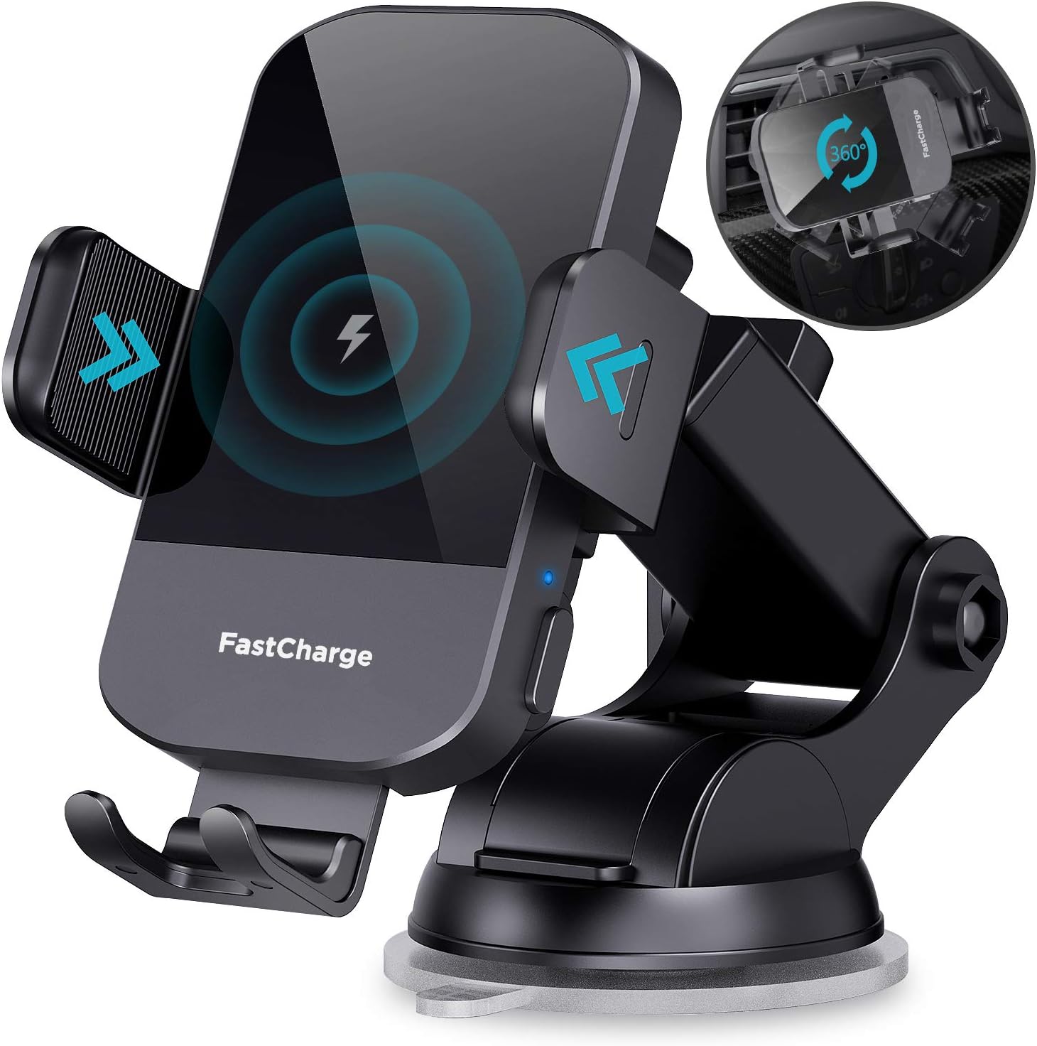 Wireless Car Charger 2 in 1 Qi 15W Fast Wireless Auto-Clamping Charge Car Air Vent Mount Automatic Sensor Phone Holder for iPhone 12 Pro Max Mini 11/11 Pro XS/XR Samsung Galaxy S9/S9+/S8/S8+/S7+