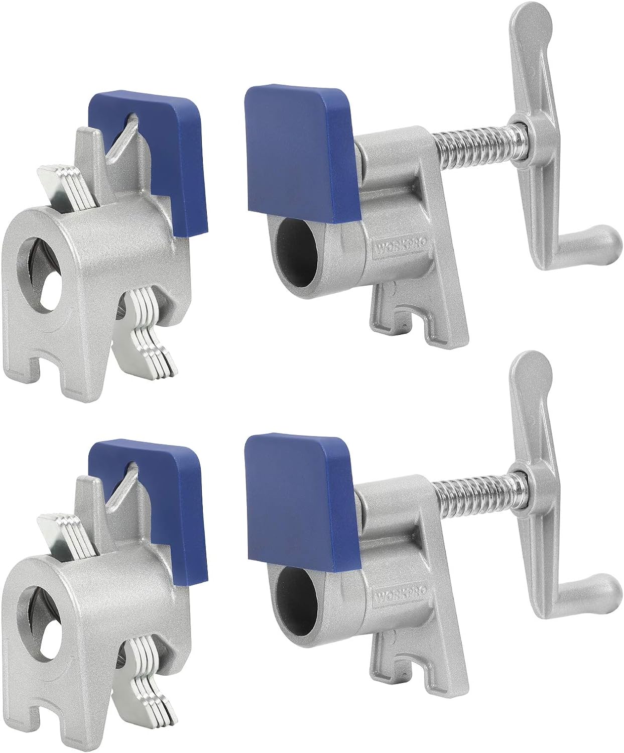 Heavy Duty Quick-grip Steel Woodworking Clamp One-handed Clamp/Spreader with 3/4 Throat Depth 4 Pack Pipe Clamp Set