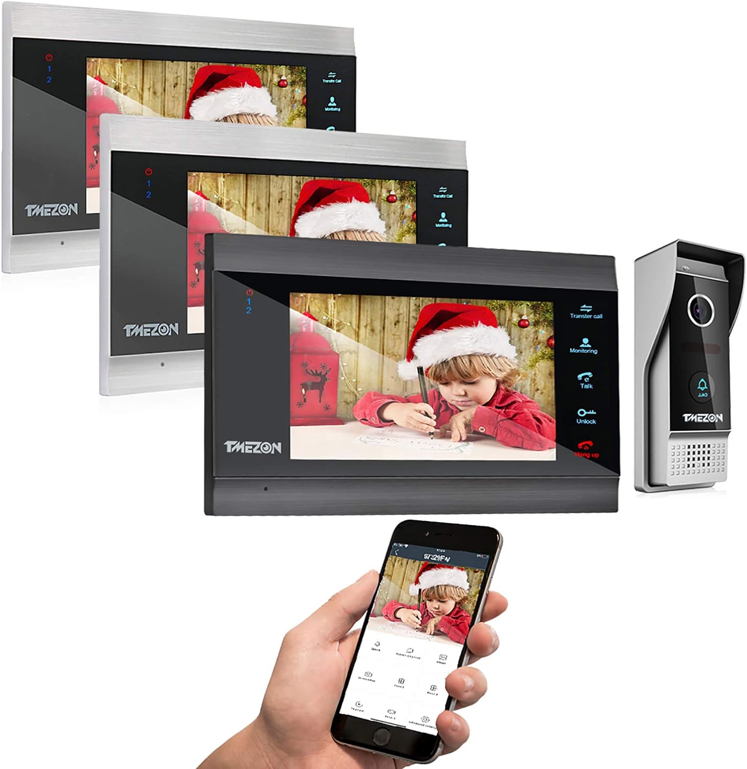 TMEZON 10" WiFi Smart Video Door Phone Doorbell Intercom System IP LCD Monitor 