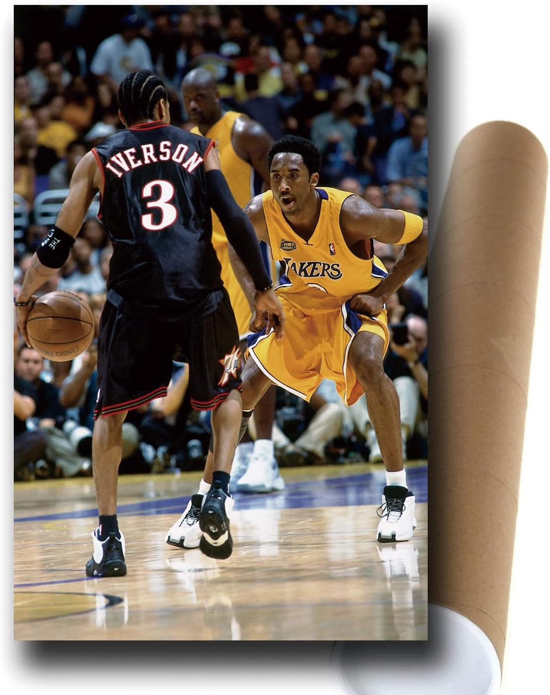 Póster de estrella de baloncesto de Allen Iverson Dribble & Kobe Bryant impresión decorativa para regalo tamaño 28 x 43 cm