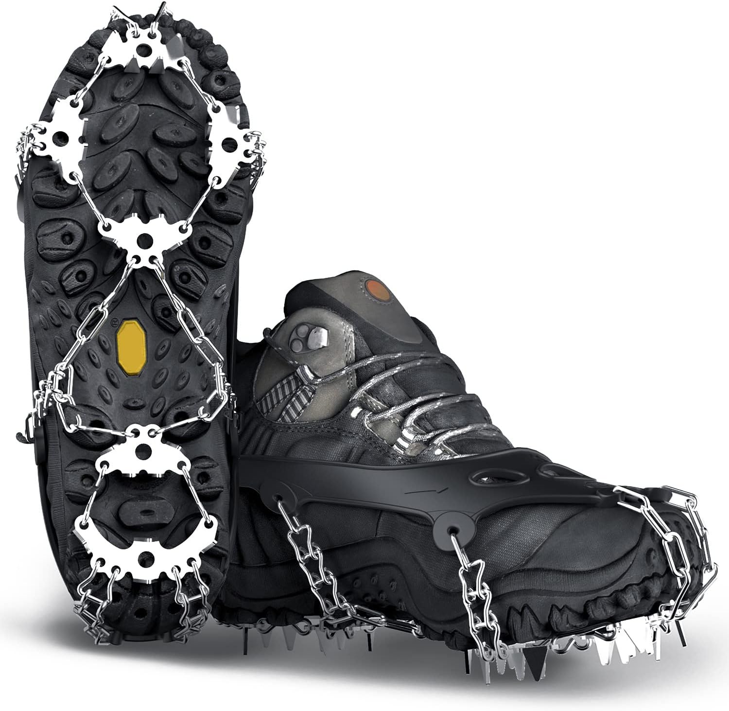 Azarxis Walk Traction Ice Cleat Spikes Crampons with 10 Spikes Snow Grips Stretc 