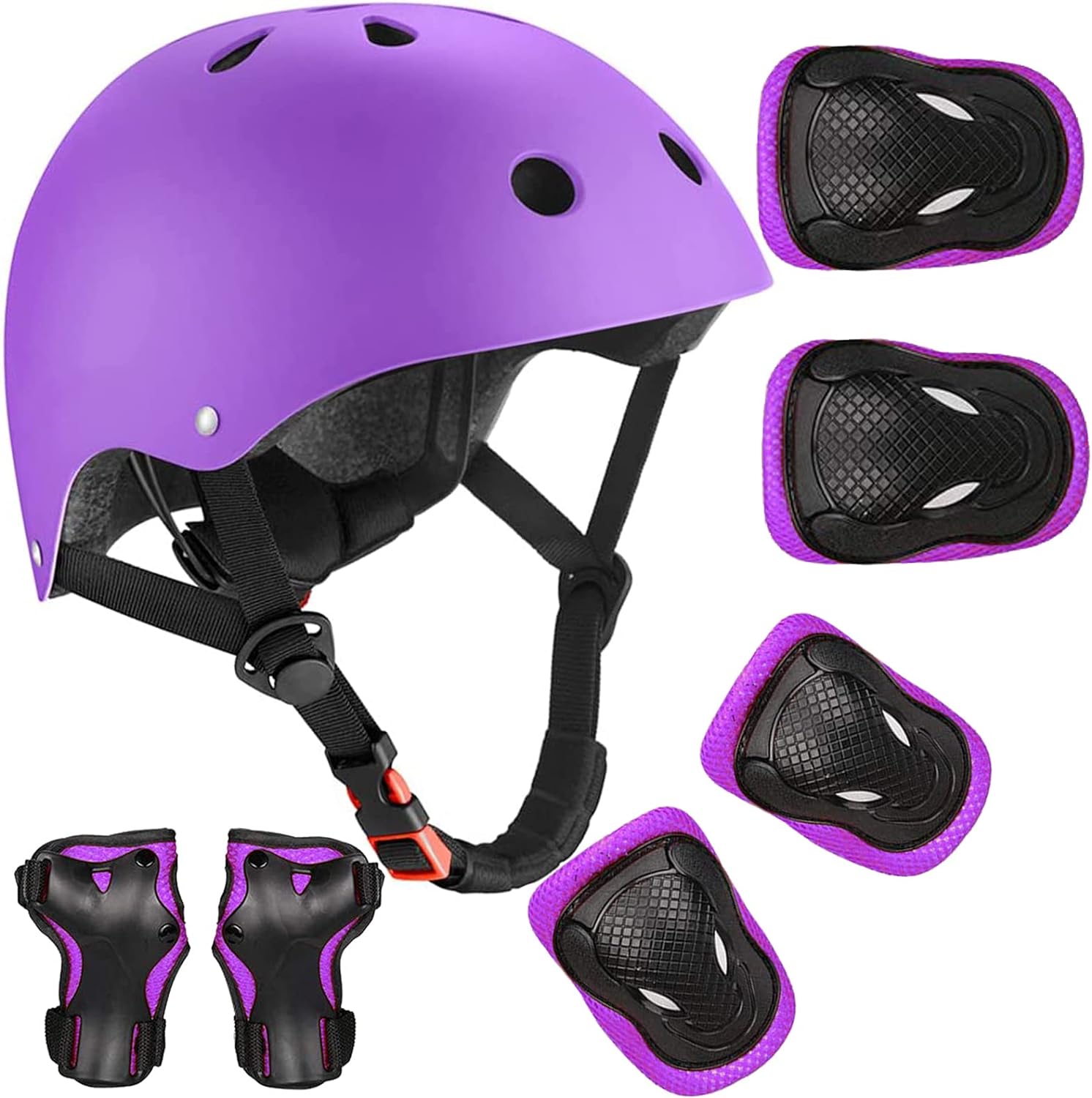 Kids Adjustable Helmets Protective Gear Set with Knee Pads Elbow Pads Wrist Guar 