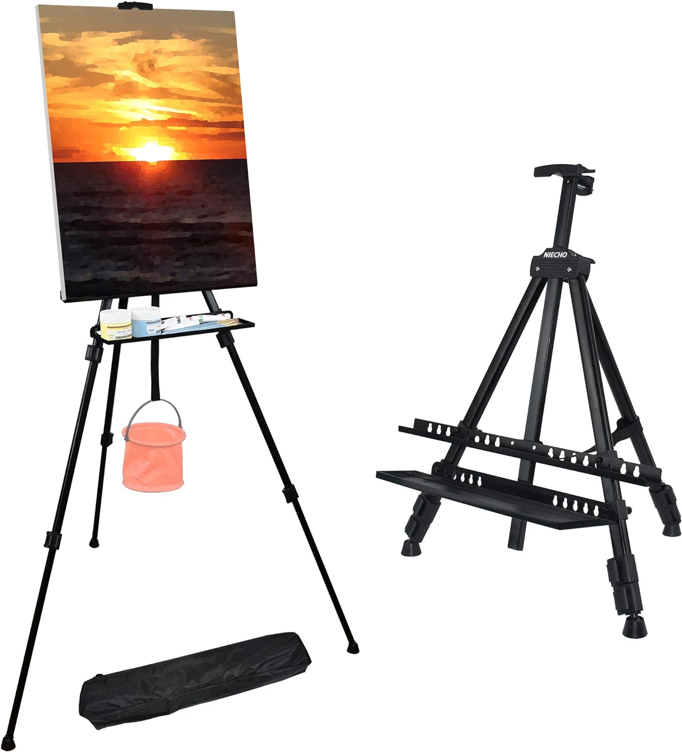 Buy NIECHO 66 Inches Easel Stand with Tray, Aluminum Metal Art Easel Artist  Tripod Adjustable Height from 21" to 66" with Carry Bag for Table-TopFloor  Painting and Displaying Online in Pakistan. B0872Z3VTS