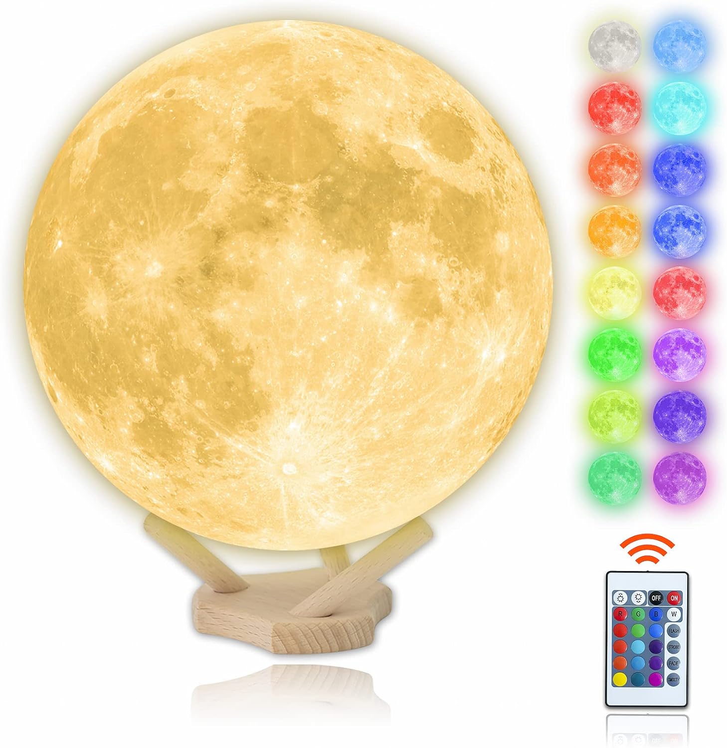 Moon Light Lamps for Kids,Lover,mom,Daughter,Friends 4.7 inch 2 Colors LED 3D Print Moon Light with Stand & Remote&Touch Control and USB Rechargeable Unique Birthday Gifts Moon Lamp Relatives。