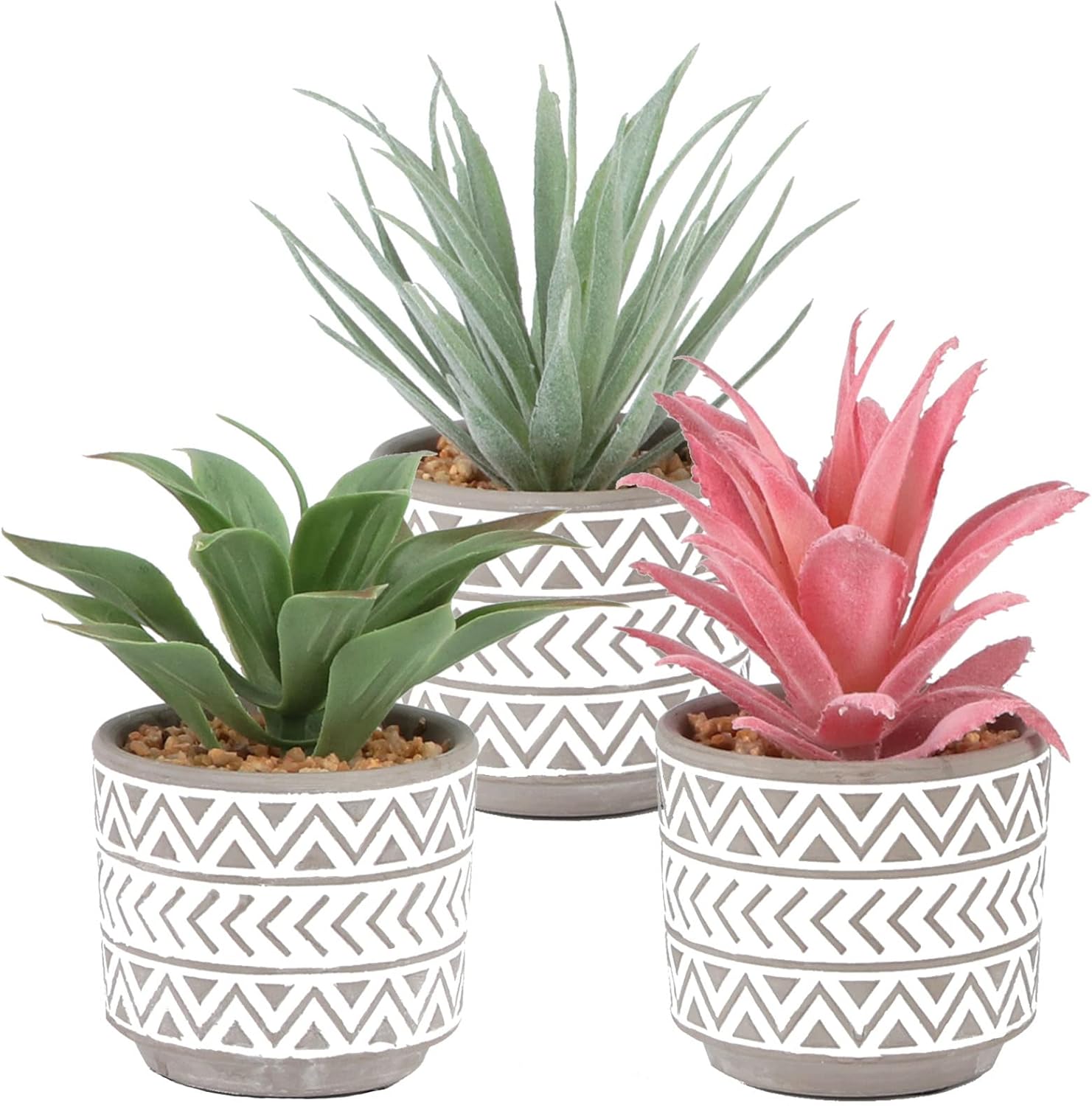 Small Artificial Succulents in Pots with White Geometric Ceramic Pots Set of 4 SOPHSEAG Succulents Plants Artificial Purple Mini Fake Succulent Plants for Home Office Desk Decor