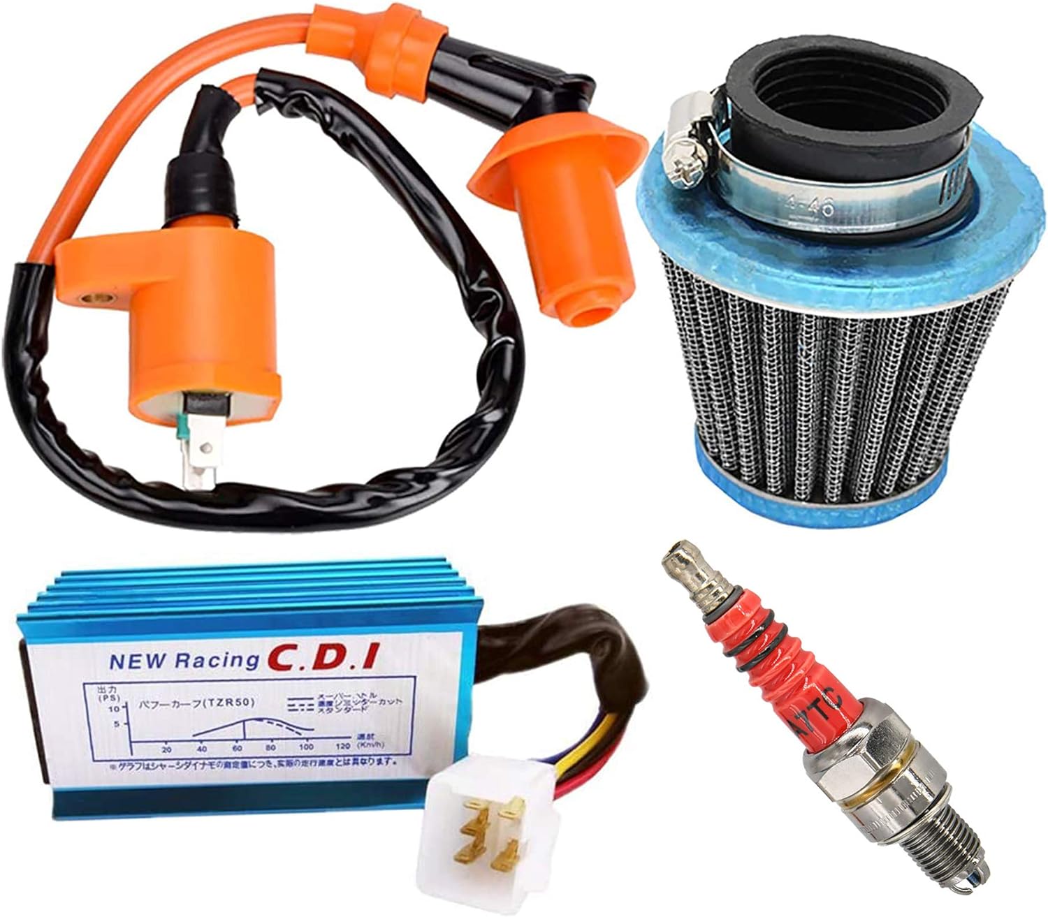 For GY6 50cc-150cc Sctooer 4-Stroke Racing Ignition Coil+Spark Plug+CDI Box US 