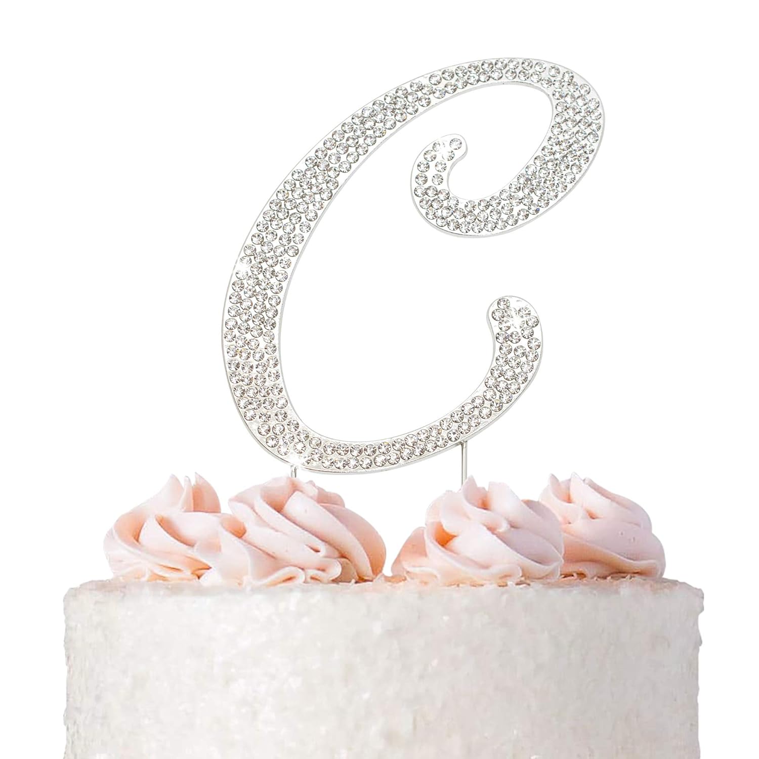 Crystal Rhinestone Silver Number 0 to 9 Monogram Wedding Anniversary Cake Topper 